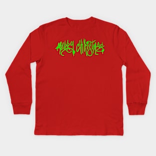 Merry Christmas Graffiti Style Kids Long Sleeve T-Shirt